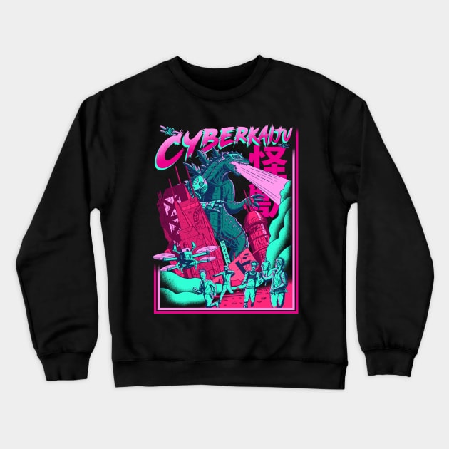 Cyber Kaiju - Godzilla Crewneck Sweatshirt by Sachpica